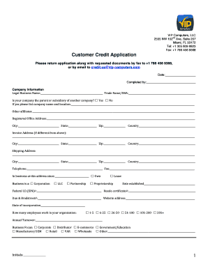 VIP Computers Customer Credit Application