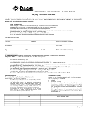 2014-2015 Verification Worksheet