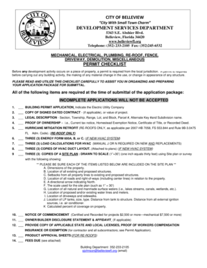 Belleview Florida Permit Checklist