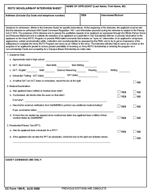 ROTC Scholarship Interview Sheet