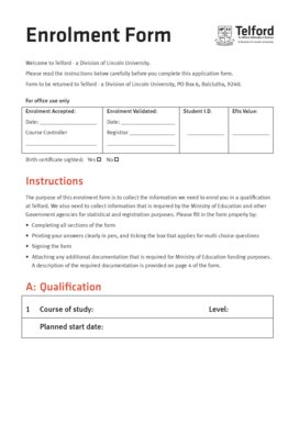 Telford Enrolment Form