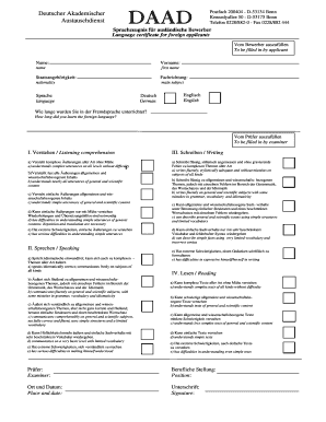 Sprachzeugnis für ausländische Bewerber