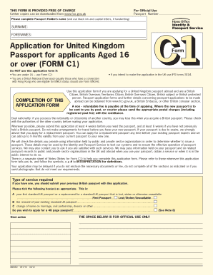 UK Passport Application Form C1
