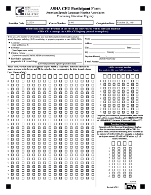 ASHA CEU Participant Form