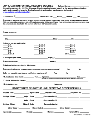 Bachelor's Degree Application