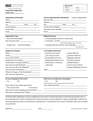 USF Campus Recreation Reservation Application