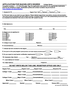 Bachelor's Degree Application