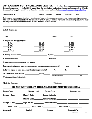 Bachelor's Degree Application