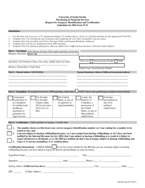USF Request for Taxpayer Identification and Certification