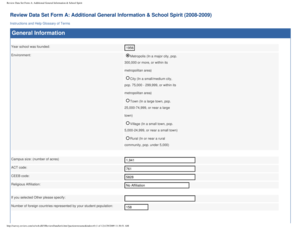 Review Data Set Form A: Additional General Information & School Spirit