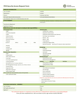 USF Health PCIS Security Access Request Form