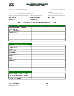 New Hire Termination Checklist