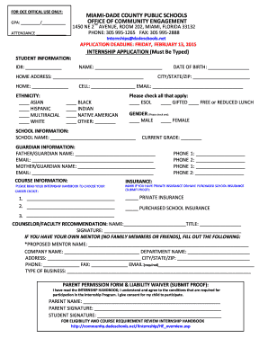 Miami-Dade County Public Schools Internship Application