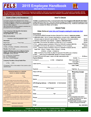 Employee Handbook Order Form