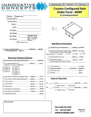 Custom Configured Seat Order Form