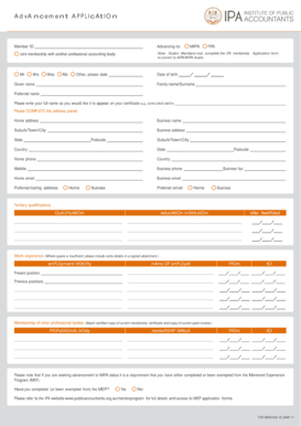 Advancement Application Form