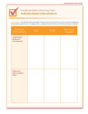Individualized Interventions Implementation Planning Form