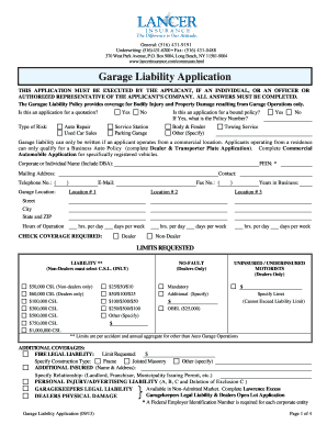 Garage Liability Application