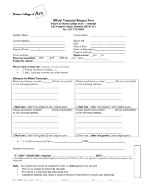 Official Transcript Request Form