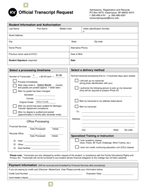 Official Transcript Request Form