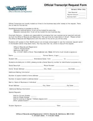 Official Transcript Request Form