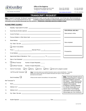 MassBay Transcript Request Form