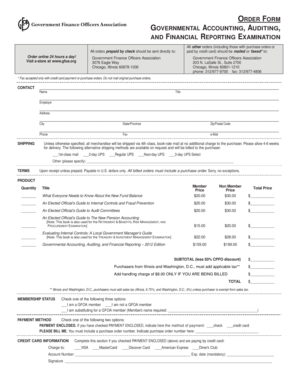 Government Finance Officers Association Order Form