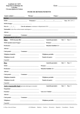 Fiche de renseignements