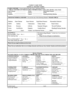 Family Care Now Medical History Form