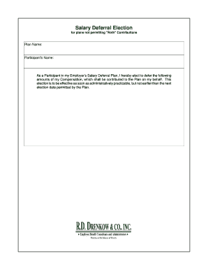 Salary Deferral Election Form