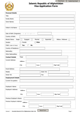 Afghanistan Visa Application Form