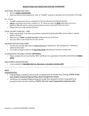 New Hire Paperwork Instructions