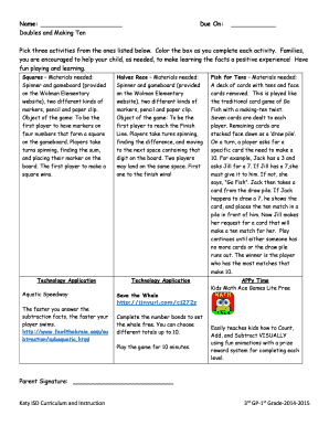 Doubles and Making Ten Math Activities