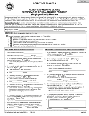 California FMLA/CFRA Certification of Health Care Provider