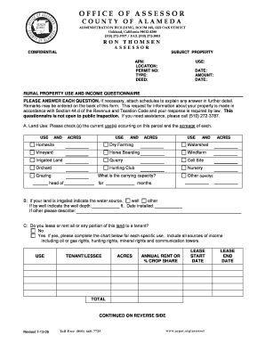 Rural Property Use and Income Questionnaire