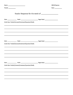 Reader Response Form