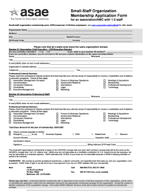 Small-Staff Organization Membership Application Form