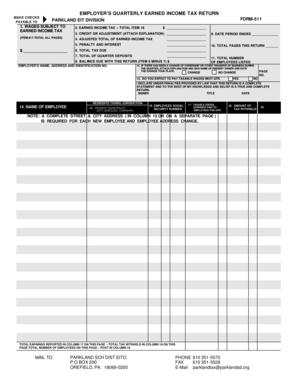 Employer's Quarterly Earned Income Tax Return