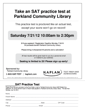 Take an SAT practice test at Parkland Community Library - parklandsd