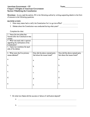 Ratifying the Constitution Worksheet