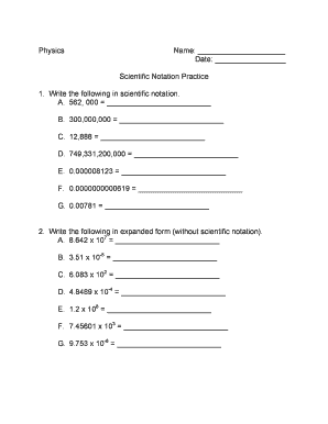 Scientific Notation Practice Worksheet