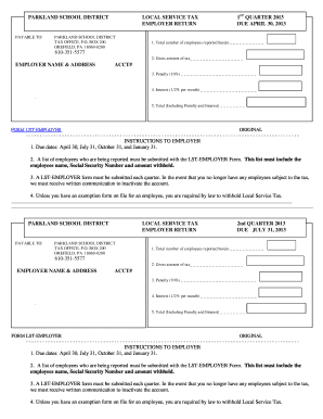 Parkland School District Local Service Tax Form