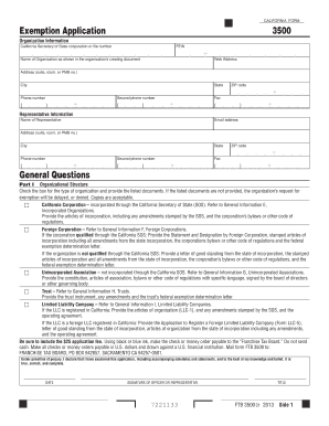 California Form 3500 Exemption Application