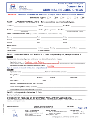 Consent to Criminal Record Check