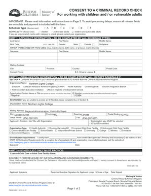 Consent to Criminal Record Check
