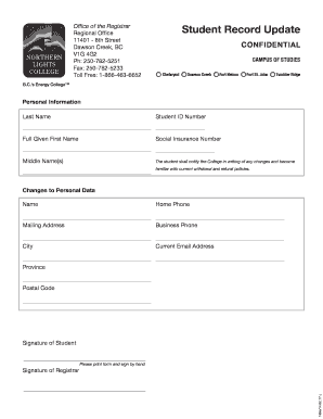 Student Record Update Form