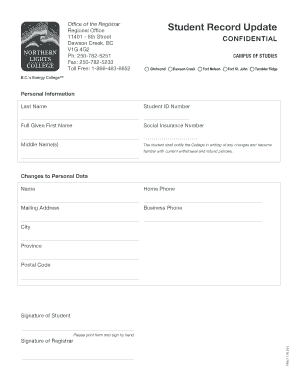 Student Record Update Form