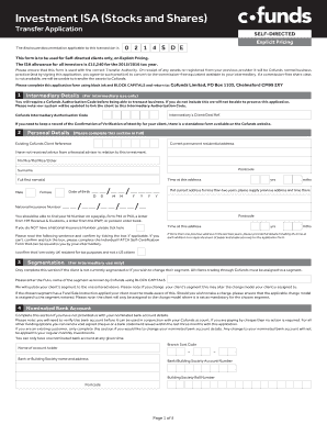 UK Stocks and Shares ISA Transfer Application