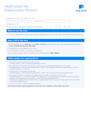 Stakeholder Pension Application Form