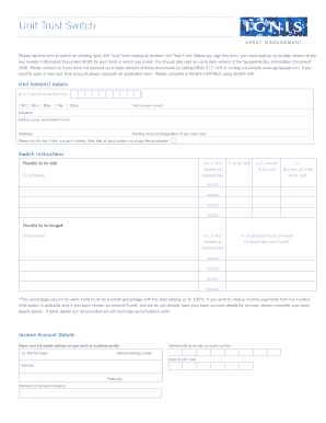 Unit Trust Switch Form